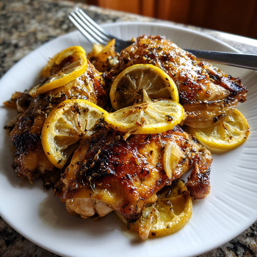 Easy Slow Cooker Lemon Garlic Chicken