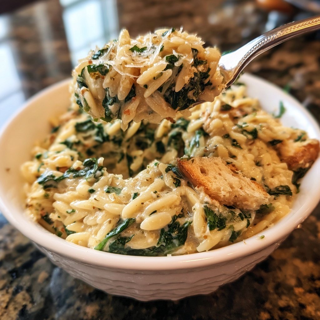 Creamy Spinach Parmesan Orzo