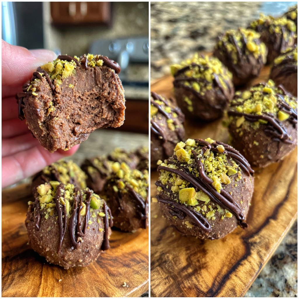 Chocolate Pistachio Fudge Bites