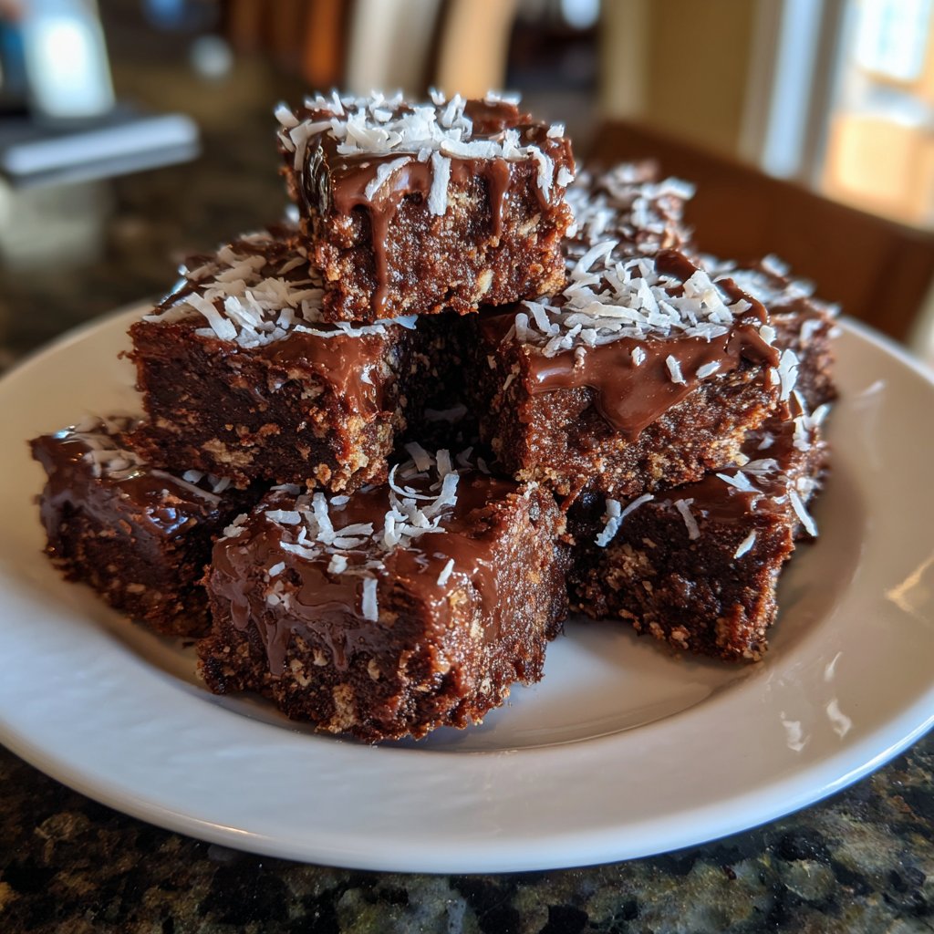 Chocolate Coconut Fudge Squares