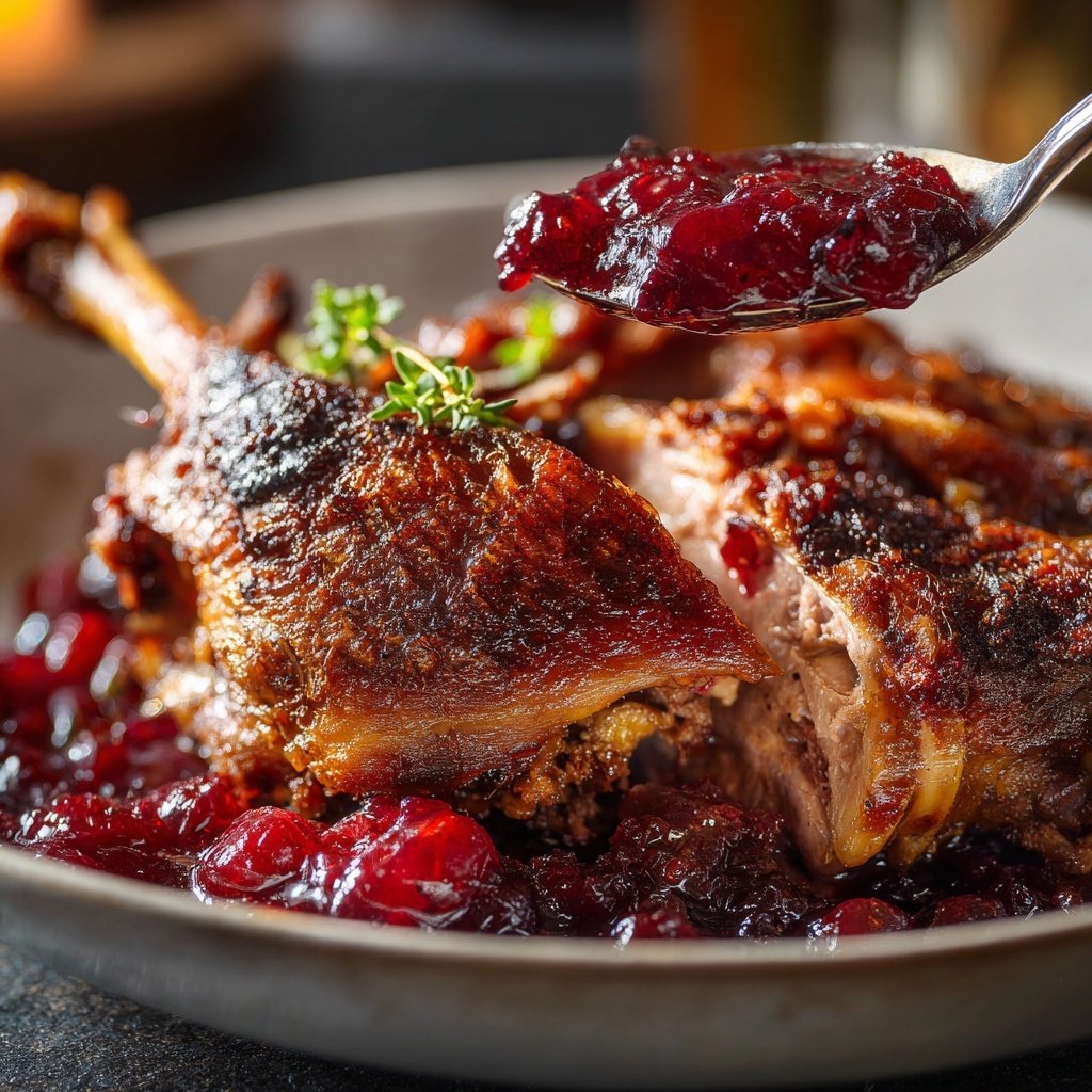Duck Confit with Cherry Compote