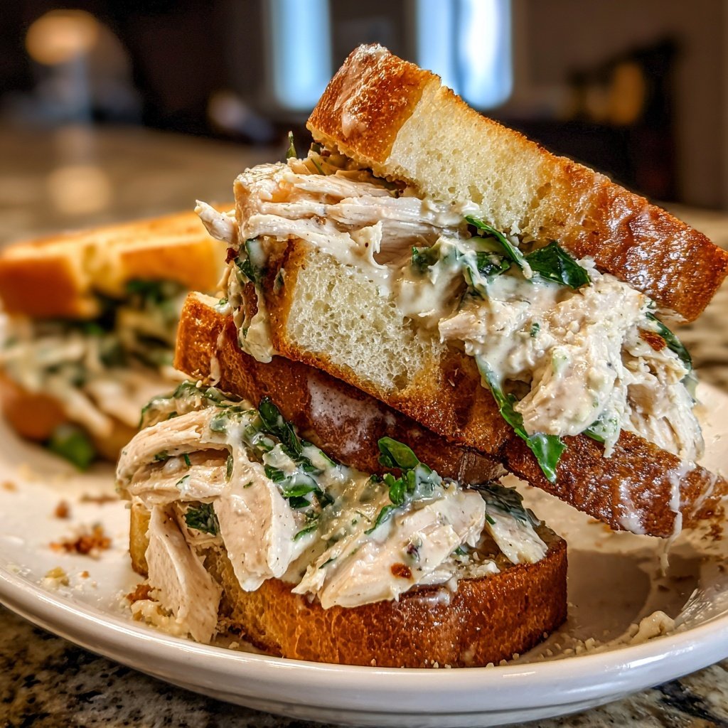 Easy Slow Cooker Chicken Caesar Sandwiches