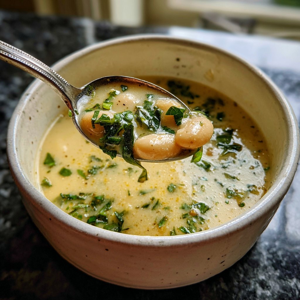 Creamy Lemon White Bean Soup Bowl