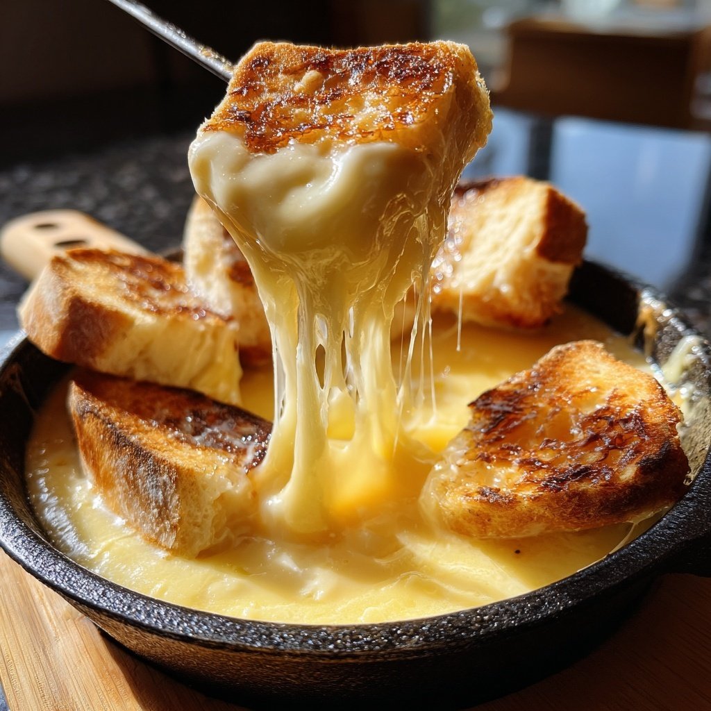 Fondue with Swiss Cheese and Garlic