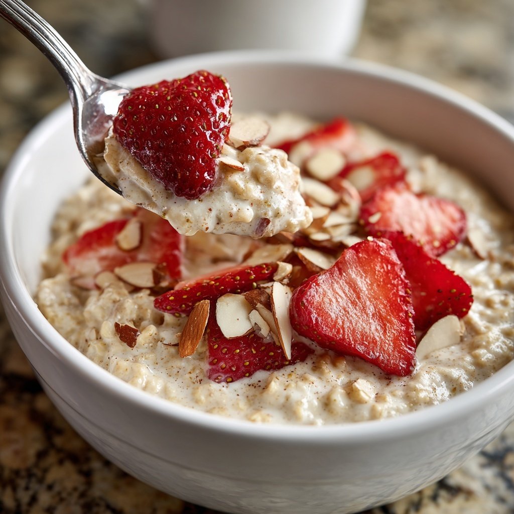 Valentines Breakfast Strawberry Almond Oatmeal