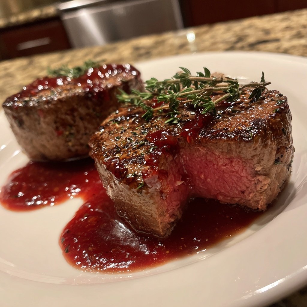 Romantic Filet Mignon with Red Wine Sauce