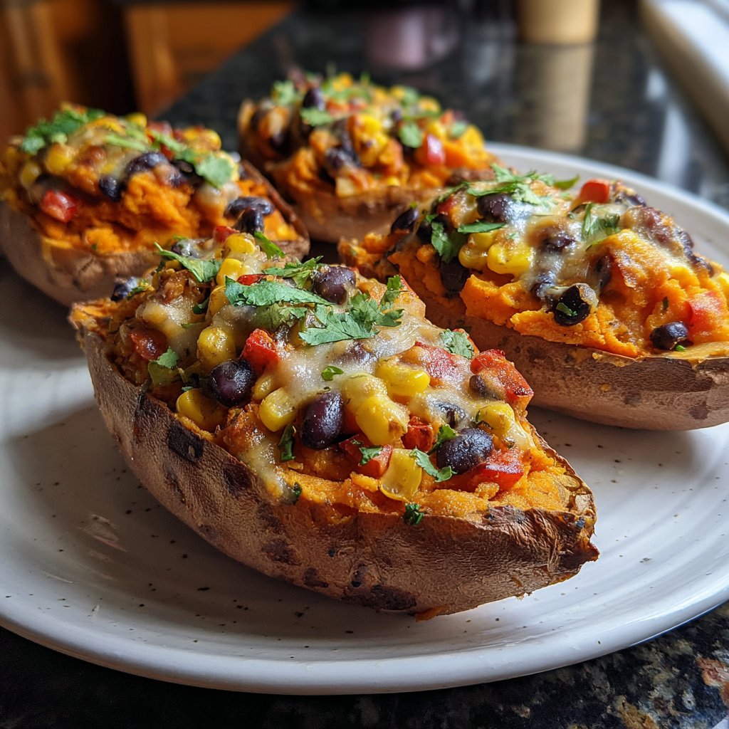 Baked Sweet Potato Veggie Boats