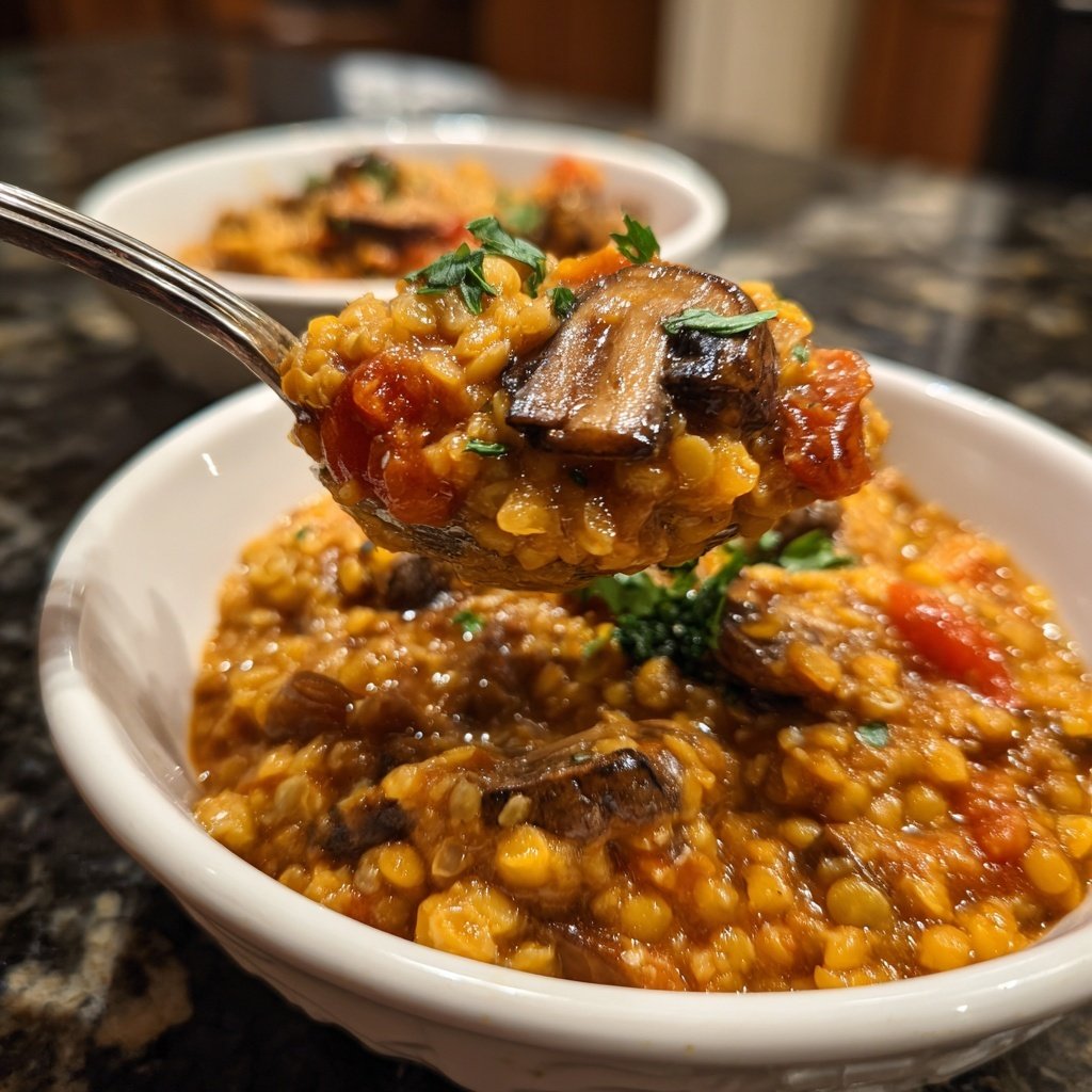 Creamy Tomato Mushroom Lentils