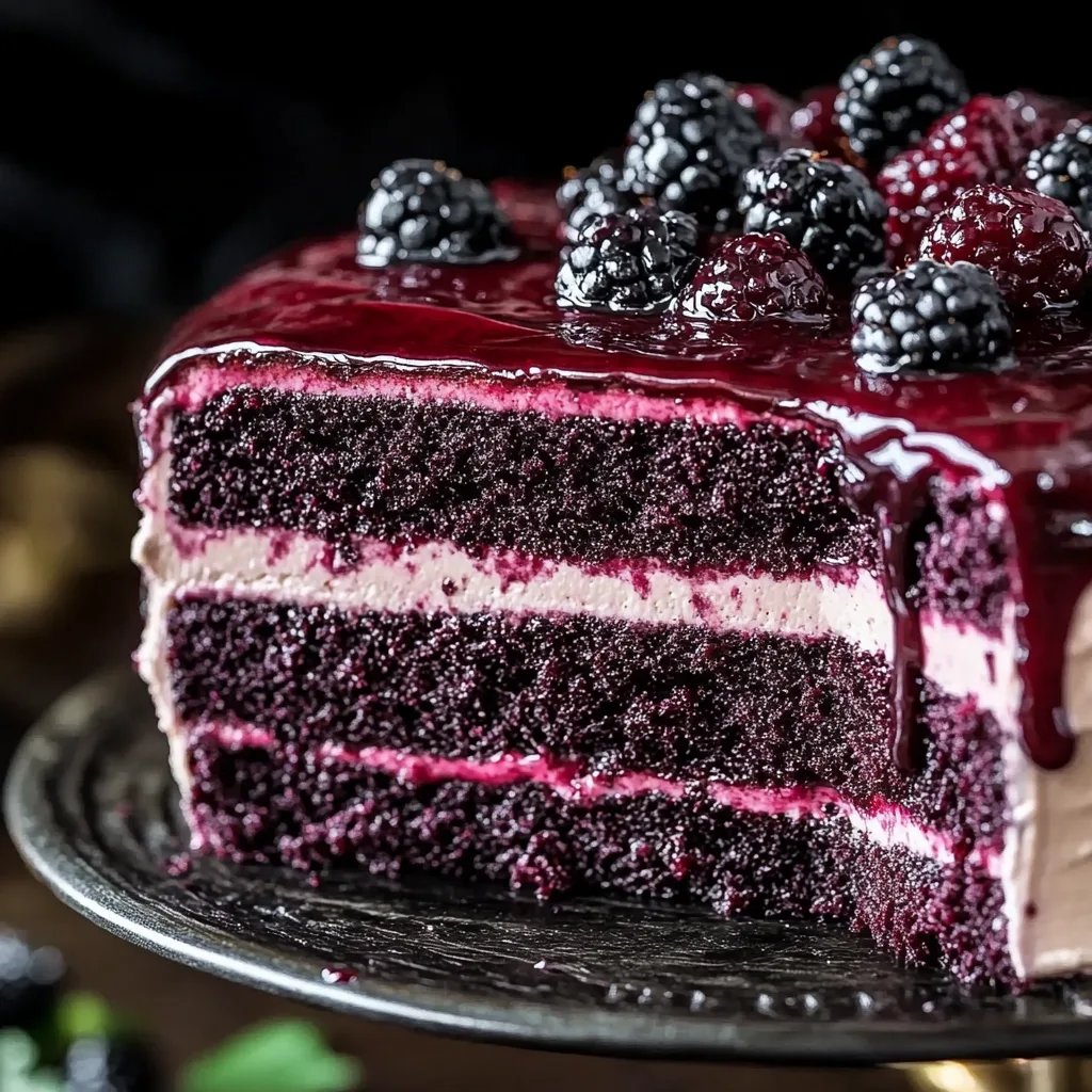 Decadent Blackberry Velvet Gothic Cake