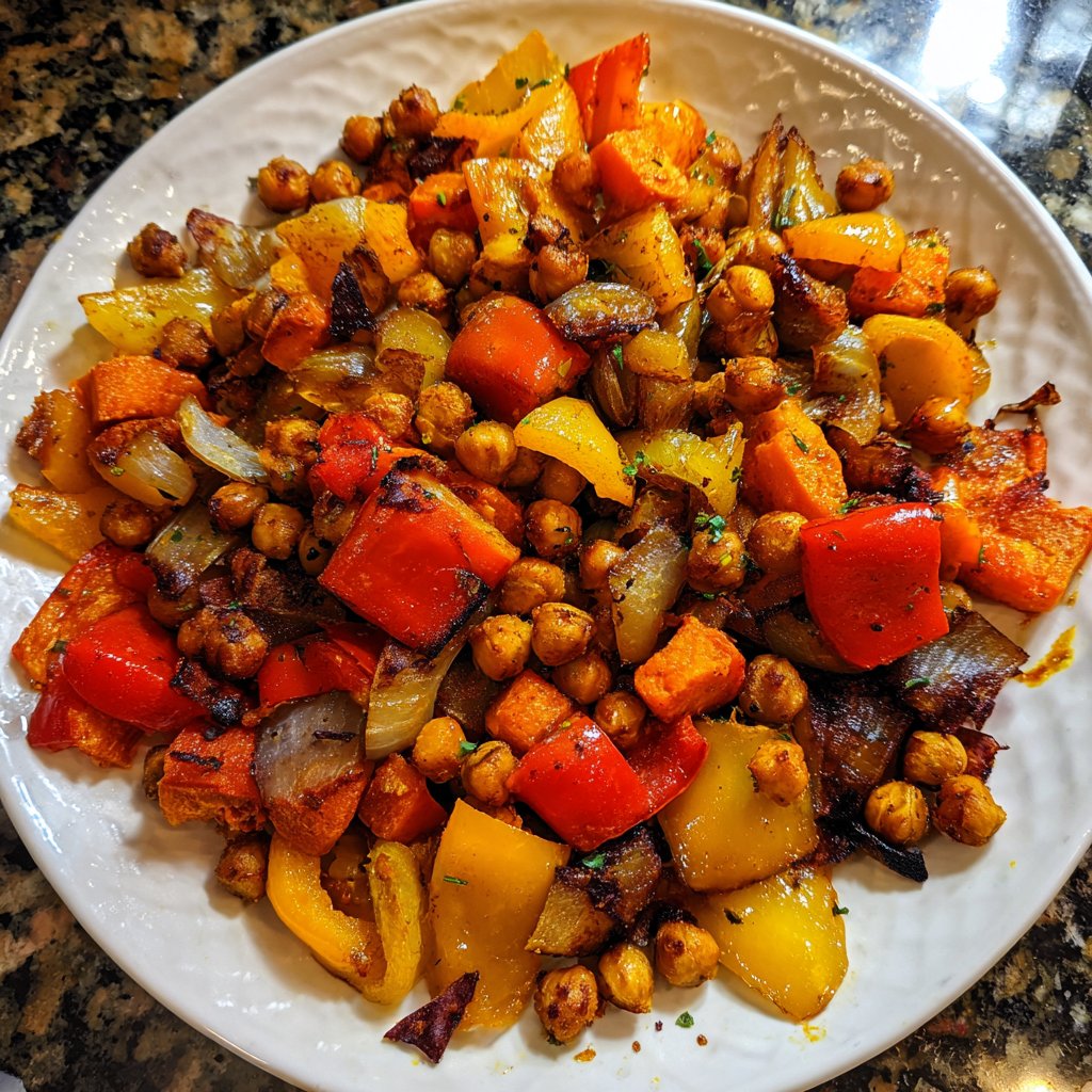 Roasted Veggie Chickpea Skillet